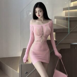 Sexy lingerie uniform temptation nightclub hip skirt pink tight nightclub skirt gentle girl style