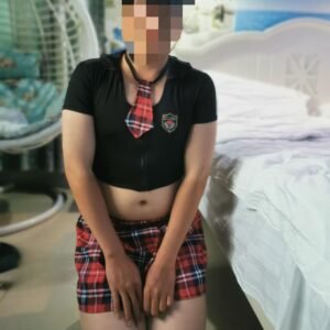 Sexy lingerie student plaid skirt transvestite uniform temptation men dressed as women